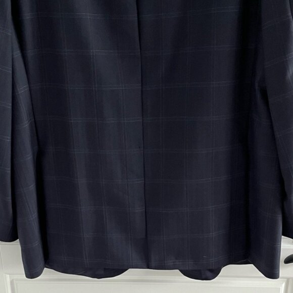 Brooks Brothers 346 Regent Fit Navy Windowpane Wool Blazer Sport Coat Jacket 48L - Picture 7 of 15